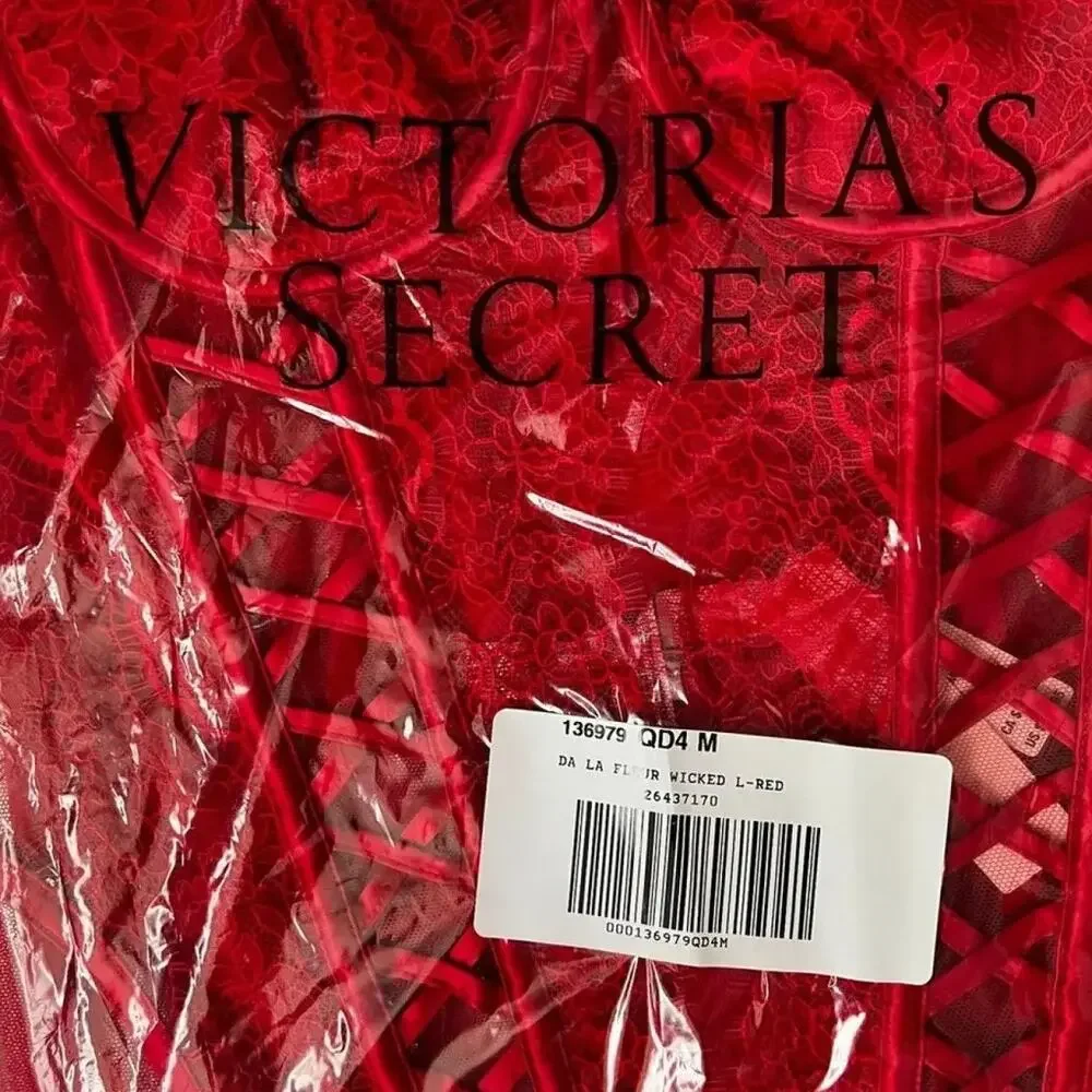 Victoria's Secret Red Lightly Lined Lace Corset Top, M